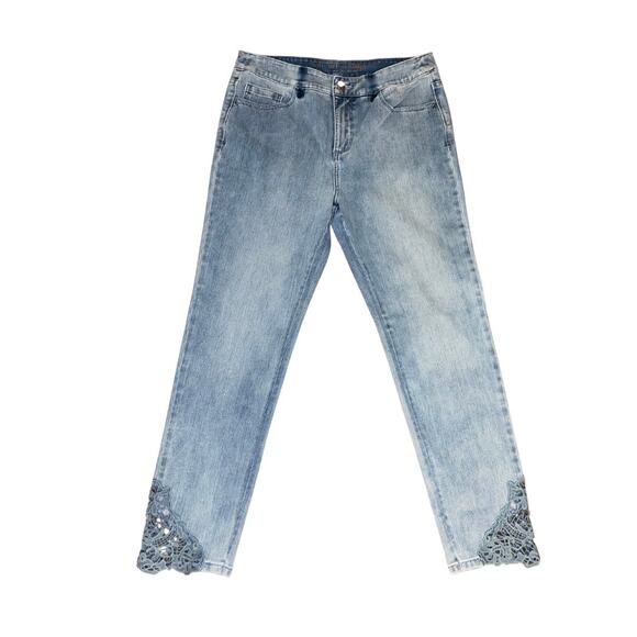 Soft Surroundings Denim - Soft Surroundings Jeans Women Crochet Lace Hem Ankle Straight Leg Size 8